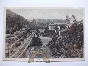 Bardo Ślaskie, Wartha, Panorama, Eisenbahnschienen, ca. 1940