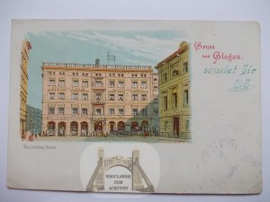 Glogow, Glogau, German House, lithograph, ca. 1900 (mailed 1943)