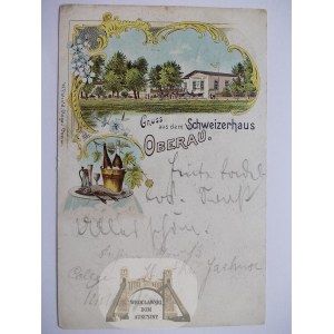 Głogów, Glogau, Obora, szwajcarka, litografia, 1906