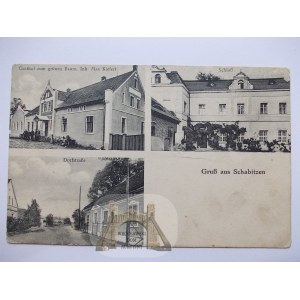 Żabice k. Chocianów, pałac, gospoda, ulica, ok. 1920