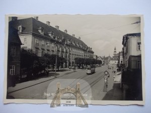 Cieplice Zdrój, Bad Warmbrunn, Piastovské náměstí, tramvaj, cca 1940