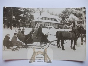 Karkonosze, photo by Kleeberg Karpacz, sleigh ride, ca. 1925