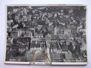 Zielona Góra, Grunberg, letecké panorama, 1942