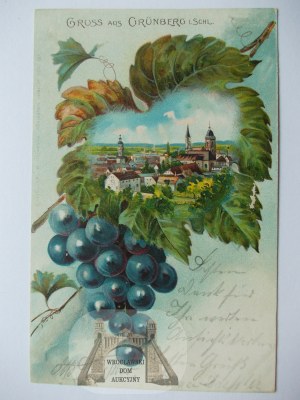 Zielona Góra, Grunberg, Lithographie, Weintraube, 1899