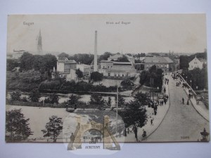 Żagań, Sagan, panorama, továrna, 1907