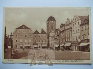 Żagań, Sagan, Market Square, ca. 1920