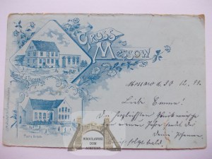 Maszewo bei Krosno Odrzańskie, Lithographie, Gasthaus, 1899