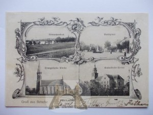 Pszczew pri Miedzyrzeczi, kostoly, námestie, asi 1918