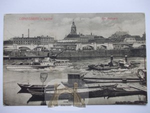 Gorzow, Landsberg, Warta, ships, 1915