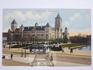 Poznan, Posen, castle, streetcar, 1914