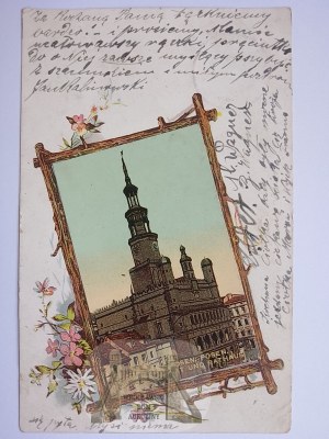 Poznan, Posen, lithograph, city hall, 1900