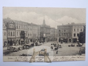 Lešno, Lissa, Trhové námestie, trhový deň, cca 1910