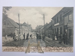 Pleszew, Pleschen, Poznanska ulice, lidé, děti na ulici, 1905
