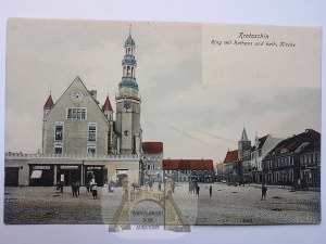 Krotoszyn, Krotoschin, Marktplatz, Rathaus, ca. 1900
