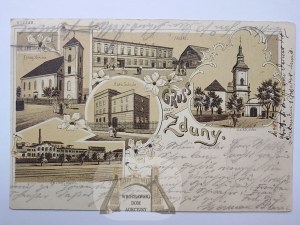 Zduny k. Krotoszyn, lithograph, church, sugar factory, market, 1900