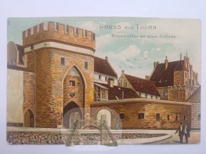 Torun, Thorn, lithograph, Bridge Gate, ca. 1905