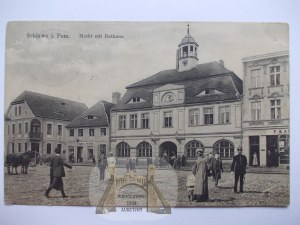 Slawno, Schlawe, Market Square, Town Hall, 1913