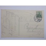 Sopot, Zoppot, litografia, tłoczona, kolaż, widok w muszli, 1908