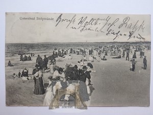 Ustka, Stolpmunde, pláž, 1907