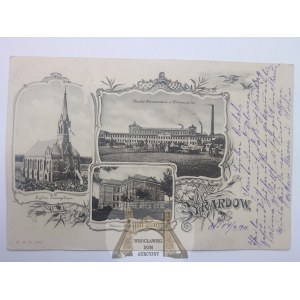 Żyrardów, 3 widoki, ozdobna winieta 1901