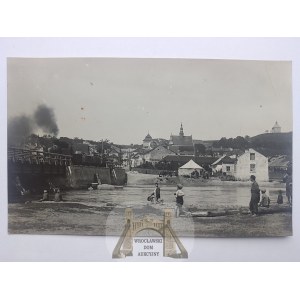 Pińczów, most, rzeka, pociąg, 1930