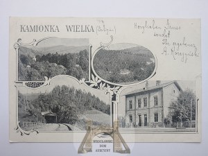 Kamionka Wielka pri Nowom Sączi, železničná stanica, 4 pohľady, 1908