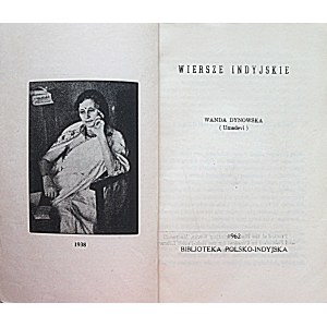 DYNOWSKA WANDA (Umadevi). Indische Gedichte. Madras 1962 Polnisch-Indische Bibliothek....
