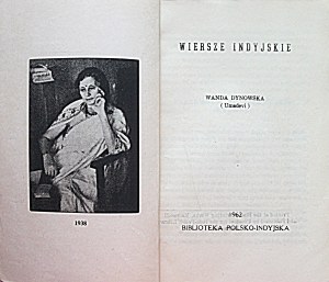 DYNOWSKA WANDA (Umadevi). Indické básně. Madras 1962 Polsko-indická knihovna.....