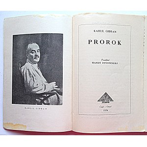 GIBRAN KAHLIL. The Prophet. Translated by Wanda Dynowska. Madras 1954 Cedar and Eagle Publishing....