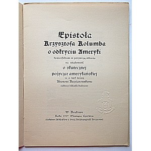 EPISTOŁA KRZYSZTOFA KOLUMBA o odkryciu Ameryki konterfektem w porywczą oddana na wiadomość o skutecznej pożycz...