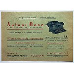 [ADVERTISING PRINT]. Antoni Rose. Walerjan Chrzanowski, owner. Store of office machinery and equipment....