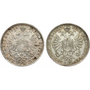 Austria 1 Florin 1862 A & 1889 Lot of 2 Coins