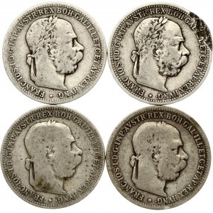 Austria 1 Corona 1893 & 1901 Lot of 4 Coins