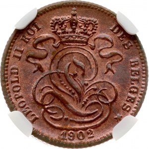 Belgium 1 Centime 1902NGC MS 64 RB TOP POP