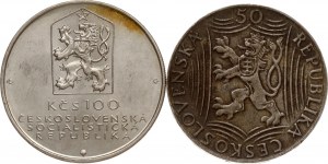 Czechoslovakia 50 Korun 1949 & 100 Korun 1982 Lot of 2 coins