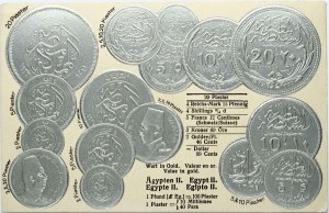 Egypt Post Card ND (1932) Examples of Coins
