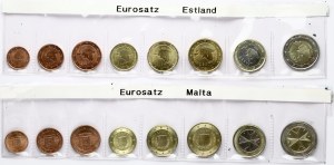 Estonia & Malta 1 Euro Cent - 2 Euro 2008 & 2011 Set Lot of 16 Coins