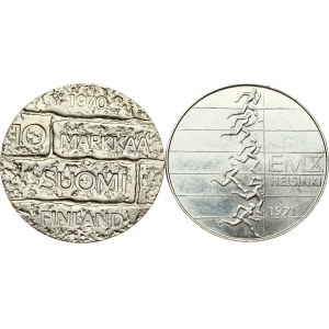 Finland 10 Markkaa 1970 S-H & 1971 S-H Lot of 2 Coins