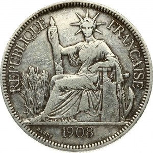 French Indo-China Trade Piastre 1908 A