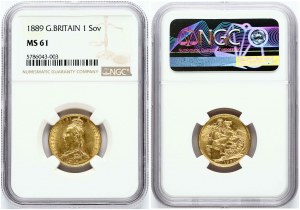Great Britain Sovereign 1889 NGC MS 61