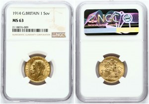 Great Britain Sovereign 1914 NGC MS 63
