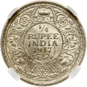 British India 1/4 Rupee 1917 C NGC MS 63