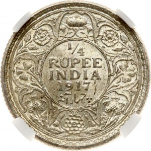 British India 1/4 Rupee 1917 C NGC MS 63