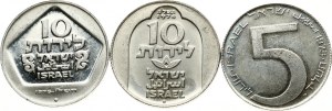Israel 5 & 10 Lirot 1974-1975 Lot of 3 coins