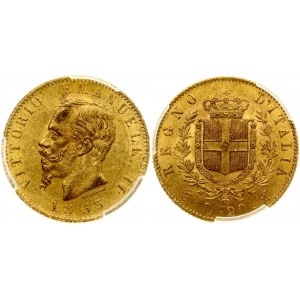 Italy 20 Lire 1865 T BN PCGS MS 62