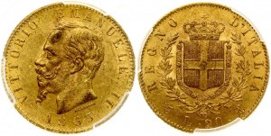 Italy 20 Lire 1865 T BN PCGS MS 62