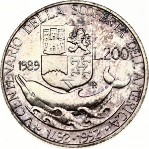 Italy 200 Lire 1989 R Colombo - The departure
