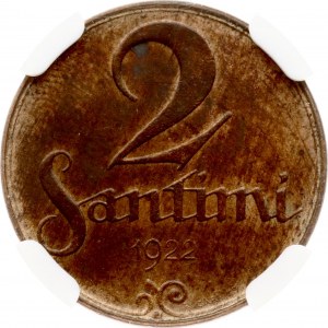 Latvia 2 Santimi 1922 NGC MS 63 RB