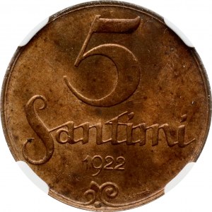Latvia 5 Santimi 1922 NGC MS 62 RB