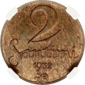 Lotyšsko 2 Santimi 1932 NGC MS 63 BN